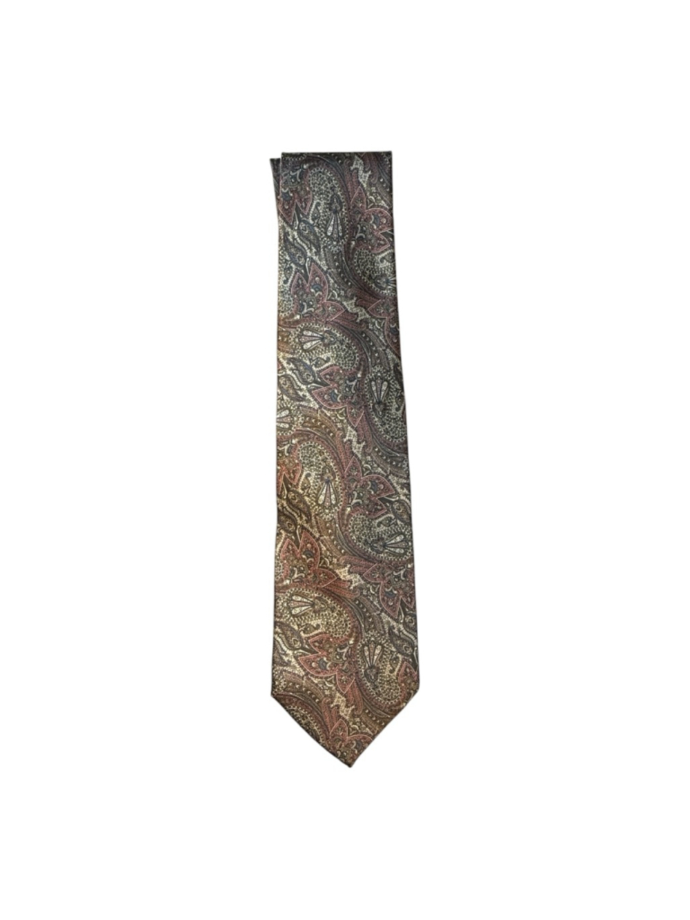 Luca Franzini Tie Rack Italian Paisley Silk Necktie Brown Pink Blue